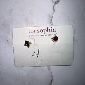 LIA SOPHIA GOLD/RUBY RED STUD EARRINGS